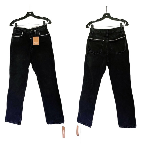 Reformation Jeans Stardust HR Straight Rhinestones Ventura 27 NWT - Picture 1 of 8